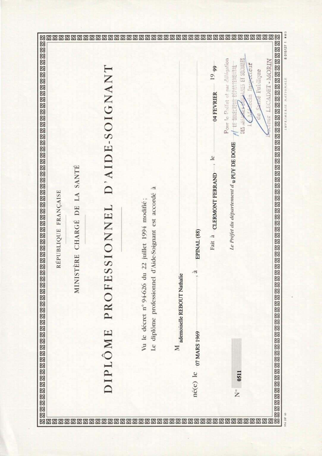 Diplôme - Aide-soignante